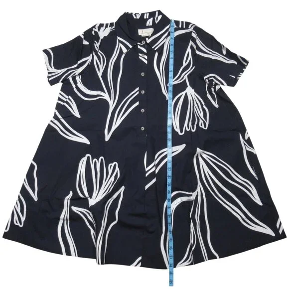 Anthropologie The Pollie Short-Sleeve Swing Tunic Mini Dress Large Petite LP - Picture 6 of 10